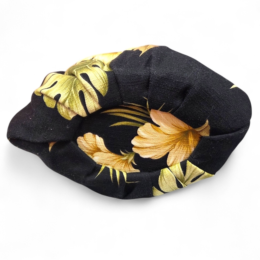 Vtg aBBa Black Golden Yellow Hibiscus Bag Kisslock Round Handle Hawaii '80s EUC - Picture 5 of 13